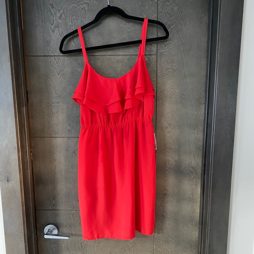 Forever 21 Red Lightweight Ruffle Front Dress